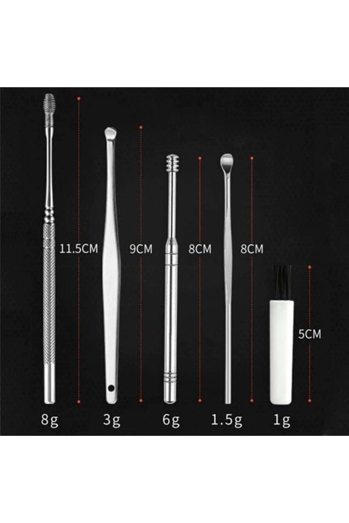 ® 6 Parça Paslanmaz Çelik Kulak Balmumu Toplayıcı Çıkarıcı Temizleyici Bakımı Çubuk Seti