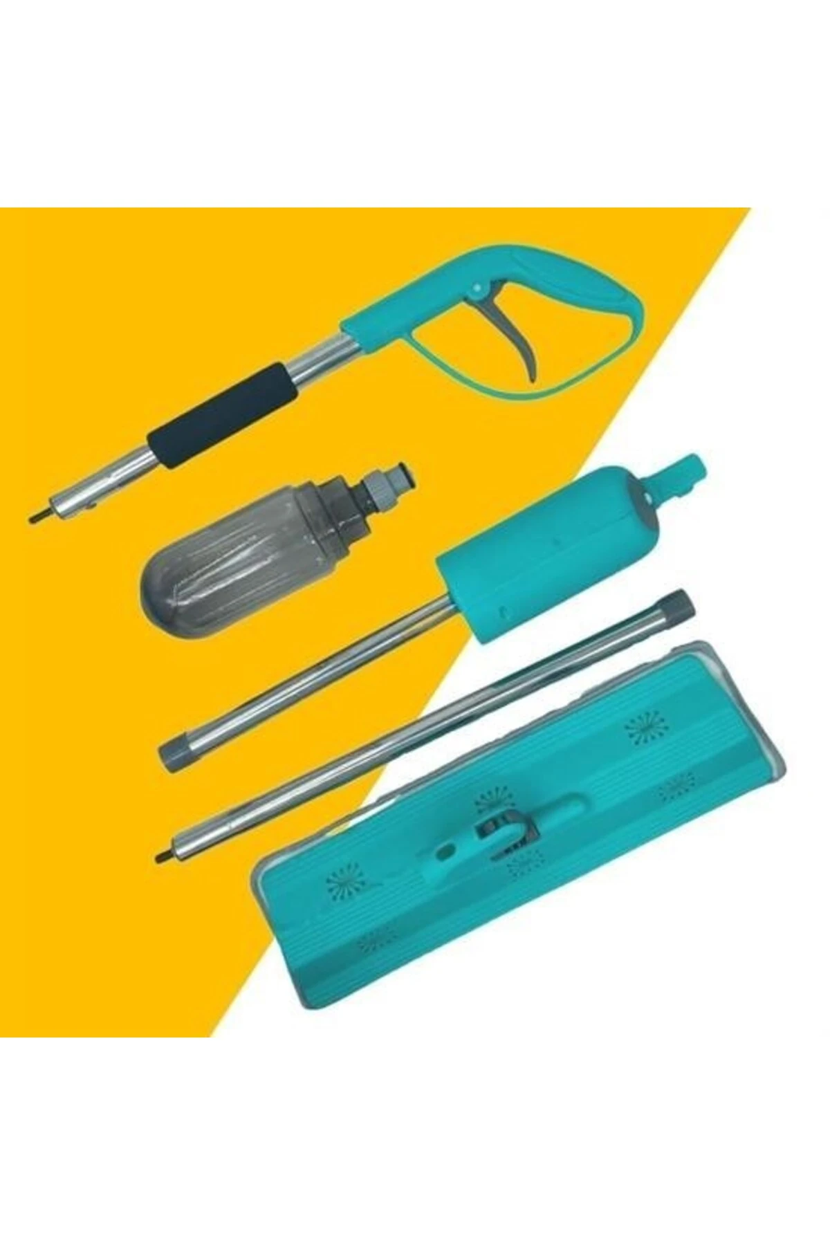 ® Döner Başlıklı Spreyli Mop Parke Ahşap Fayans Temizleyici Su Hazneli Sihirli Paspas