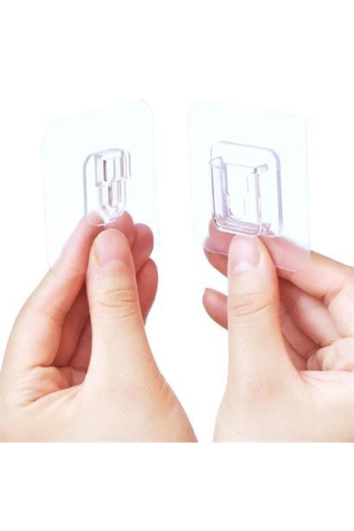 Eşya Sabitleme Askısı 10 Çift Şeffaf Çift Taraflı Yapışkanlı Geçmeli Klips