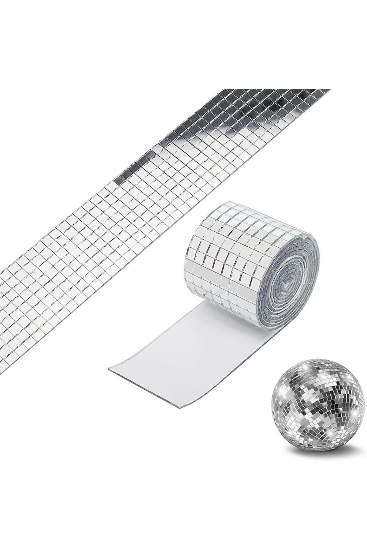 Gümüş Renk Kendinden Yapışkanlı Cam Mini Kare Aynalar, Mozaik Ayna Çıkartmaları Ev Dekorasyonu