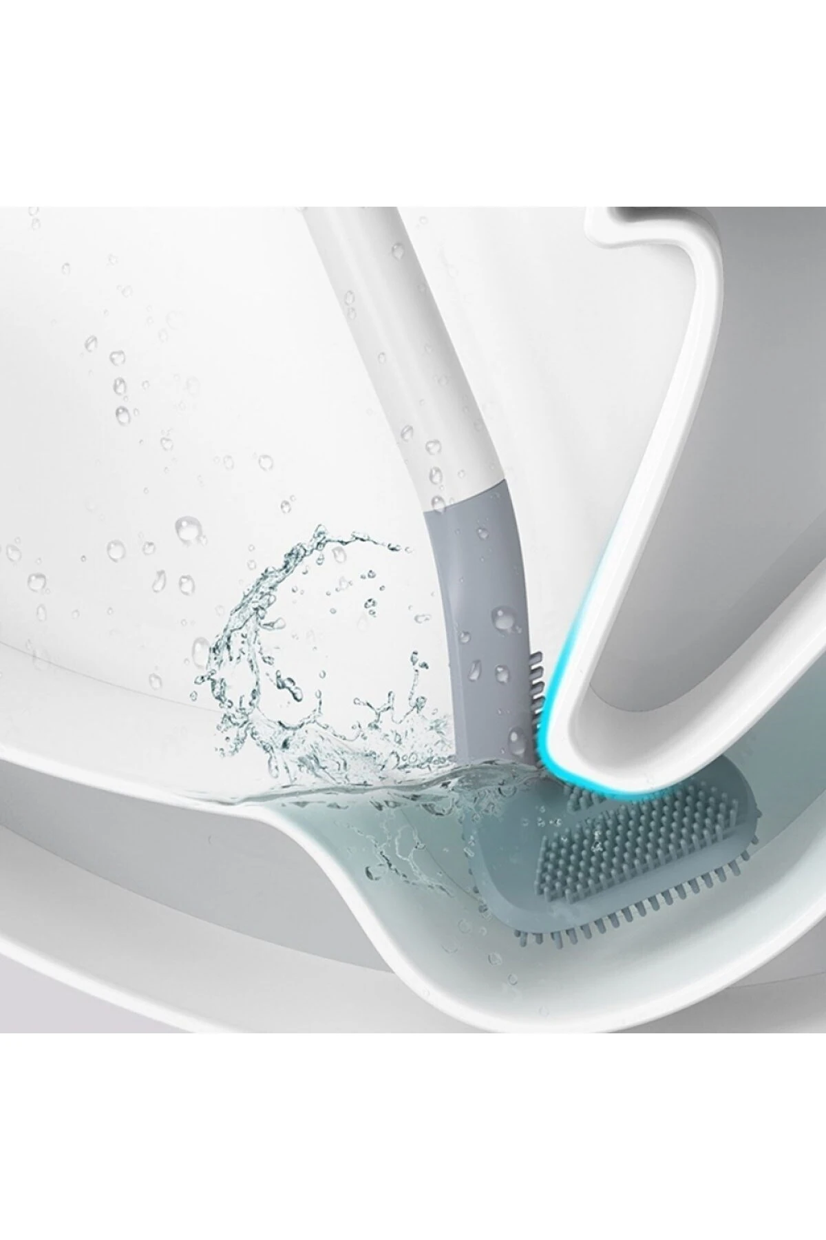 Beyaz Golf Tasarımlı Silikon WC Klozet Mutfak Temizlik Fırçası Kanca Hediyeli