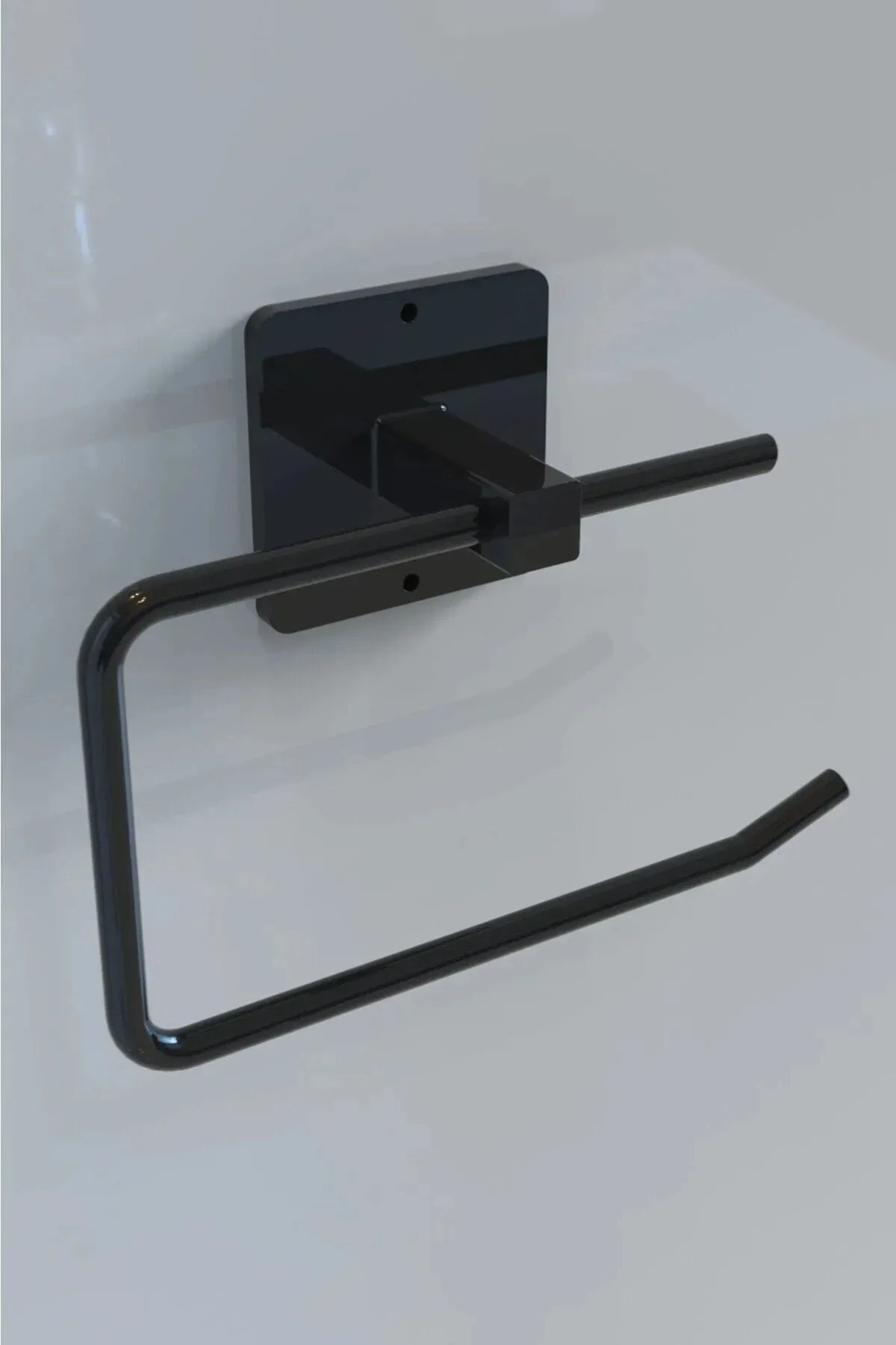 Kendiliğinden Yapışkanlı Siyah Paslanmaz Metal Kapaksız Tuvalet Kağıtlığı Aparatı