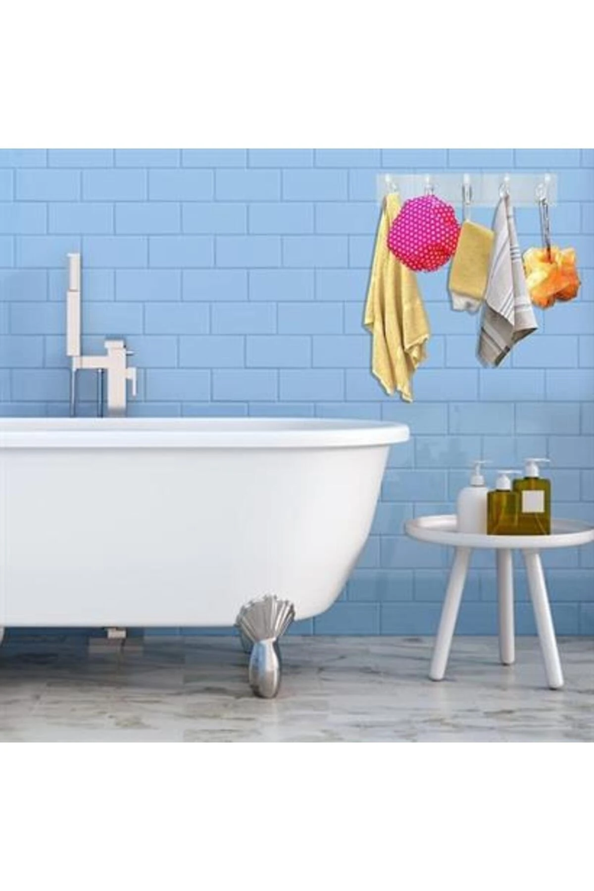 roichil® 5'li Güçlü Yapışkanlı Şeffaf Duvar Askısı Banyo Mutfak Düzenleyici Pratik Askılık
