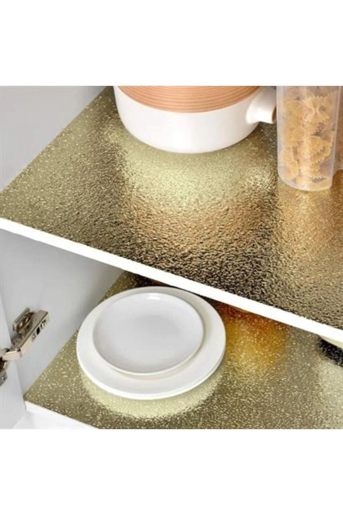 10 Metre Kendinden Yapışkanlı Silinebilir Mutfak Tezgah Üstü Sticker Folyo Gold Renk