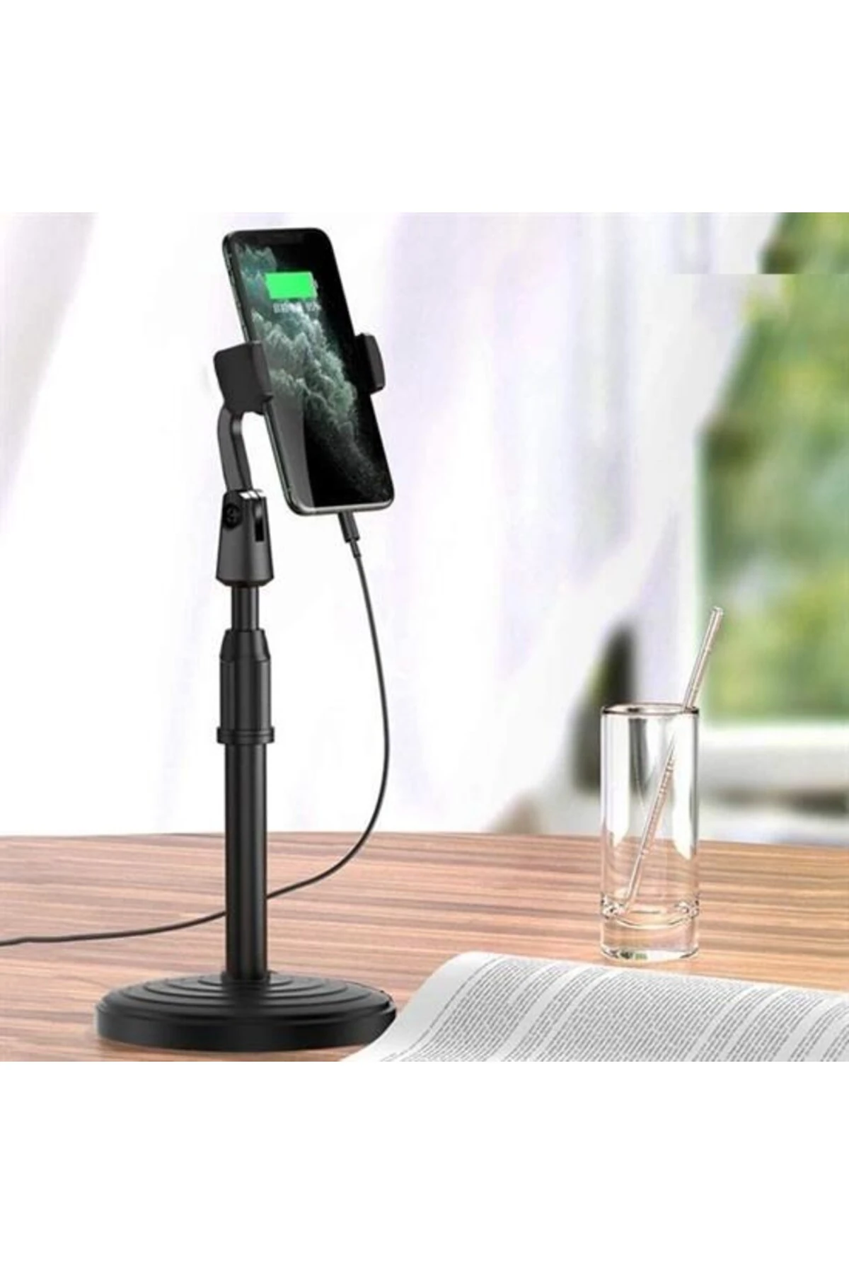 360 Derece Döndürülebilir Masaüstü Teleskopik Telefon Standı Çok Fonksiyonlu Telefon Tutucu