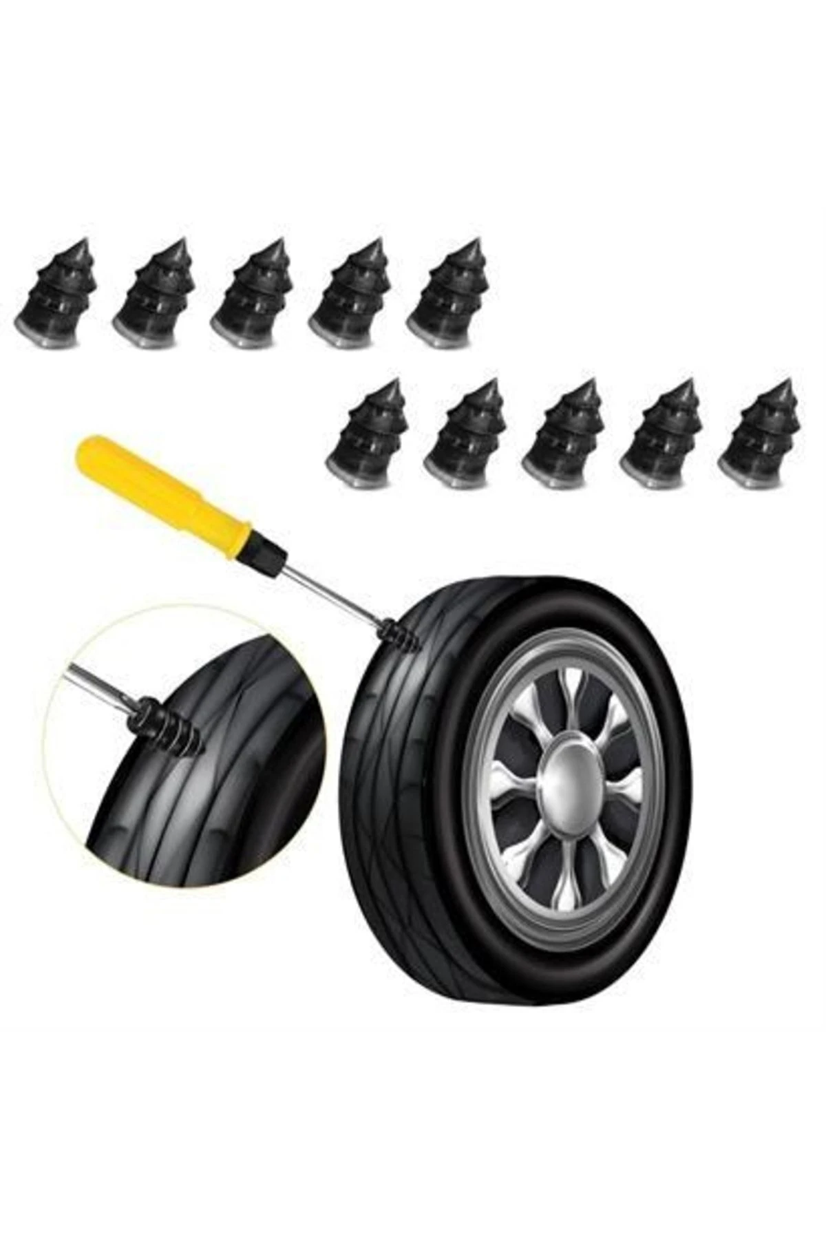 roichil® 10 Adet Çok Amaçlı Kolay Kullanılabilir Araba Lastiği Tamir Kauçuğu