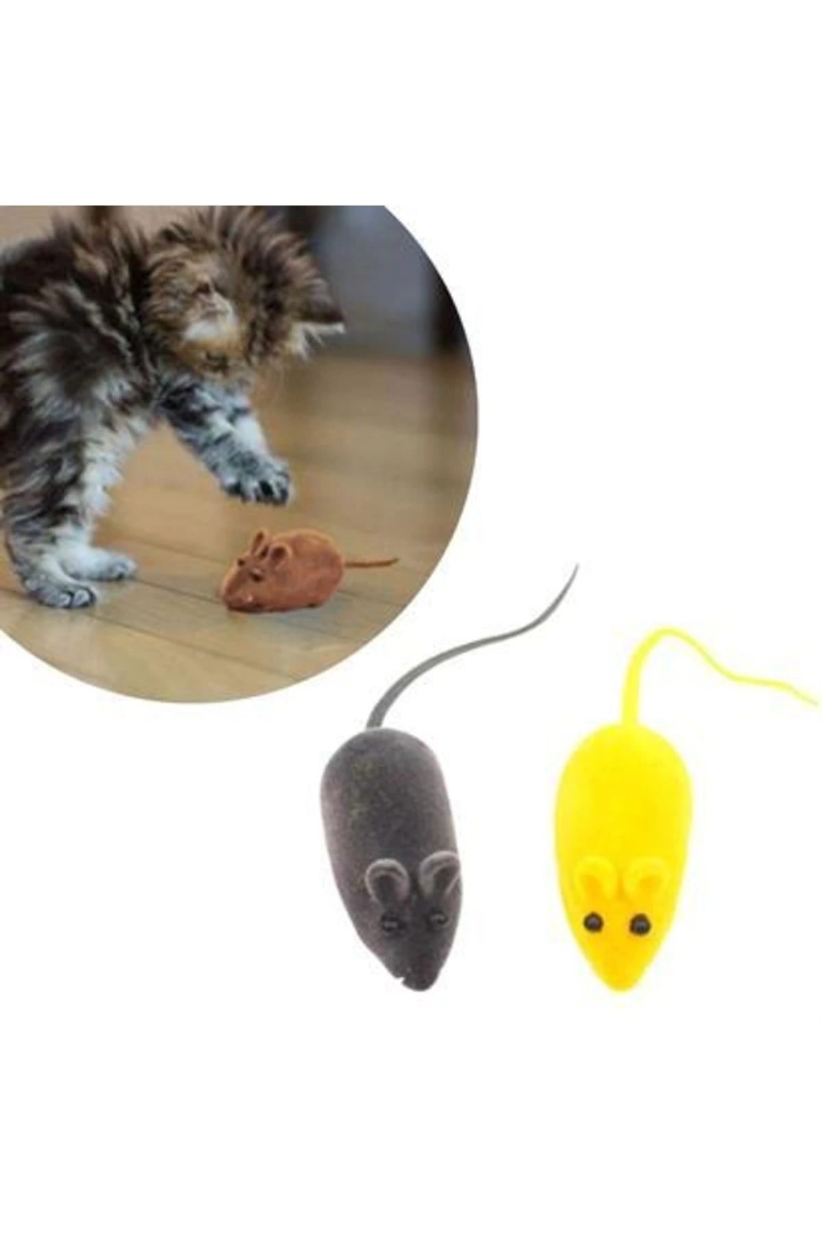 roichil® 2li Evcil Hayvan Eğitim Sevimli Elastik Kedi Fare Yakalama Interaktif Sesli Eğitim Oyuncağı