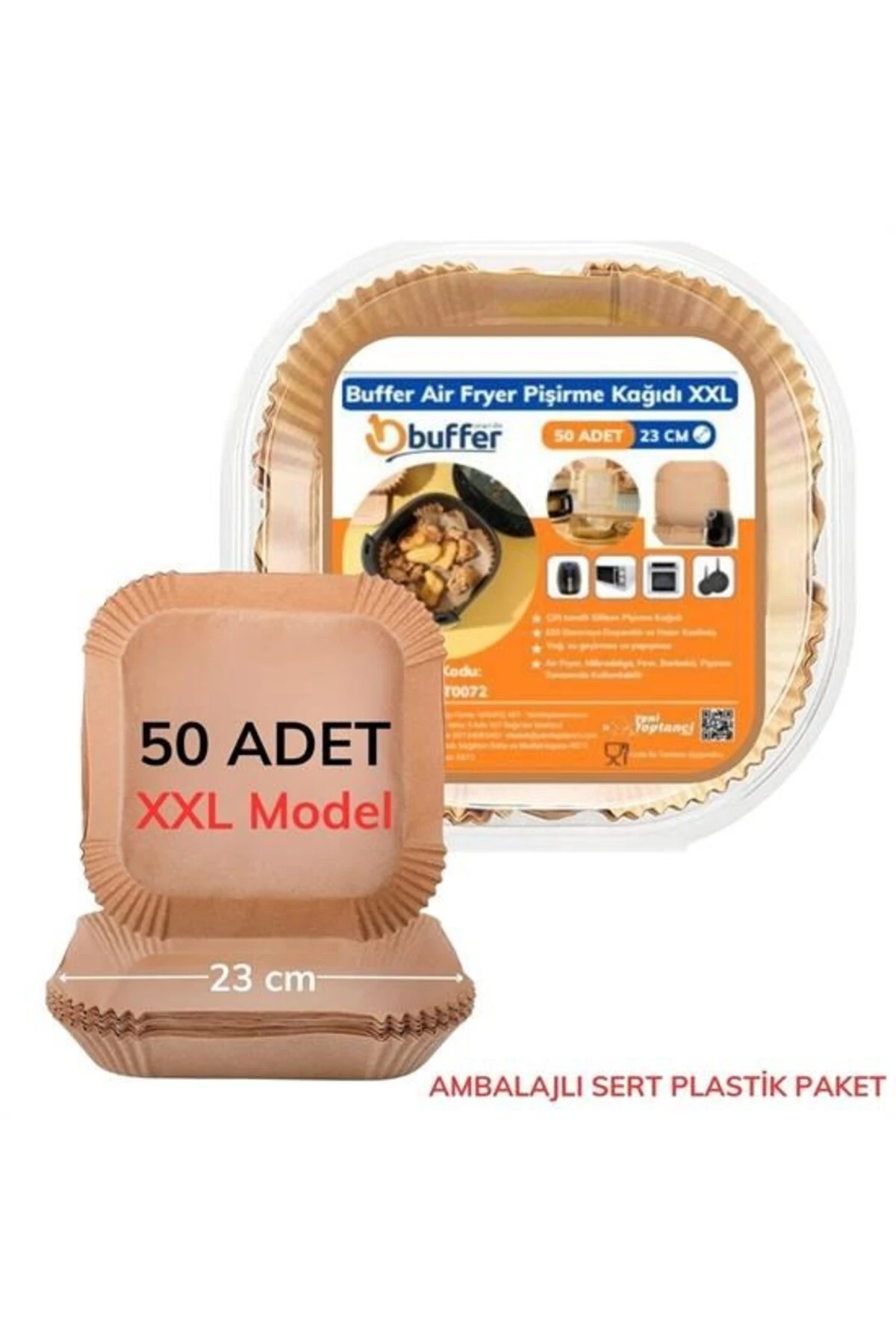 ® 50 Adet Air Fryer Pişirme Kağıdı Tek Kullanımlık 23 Cm Kare Pişirme Kağıdı XXL