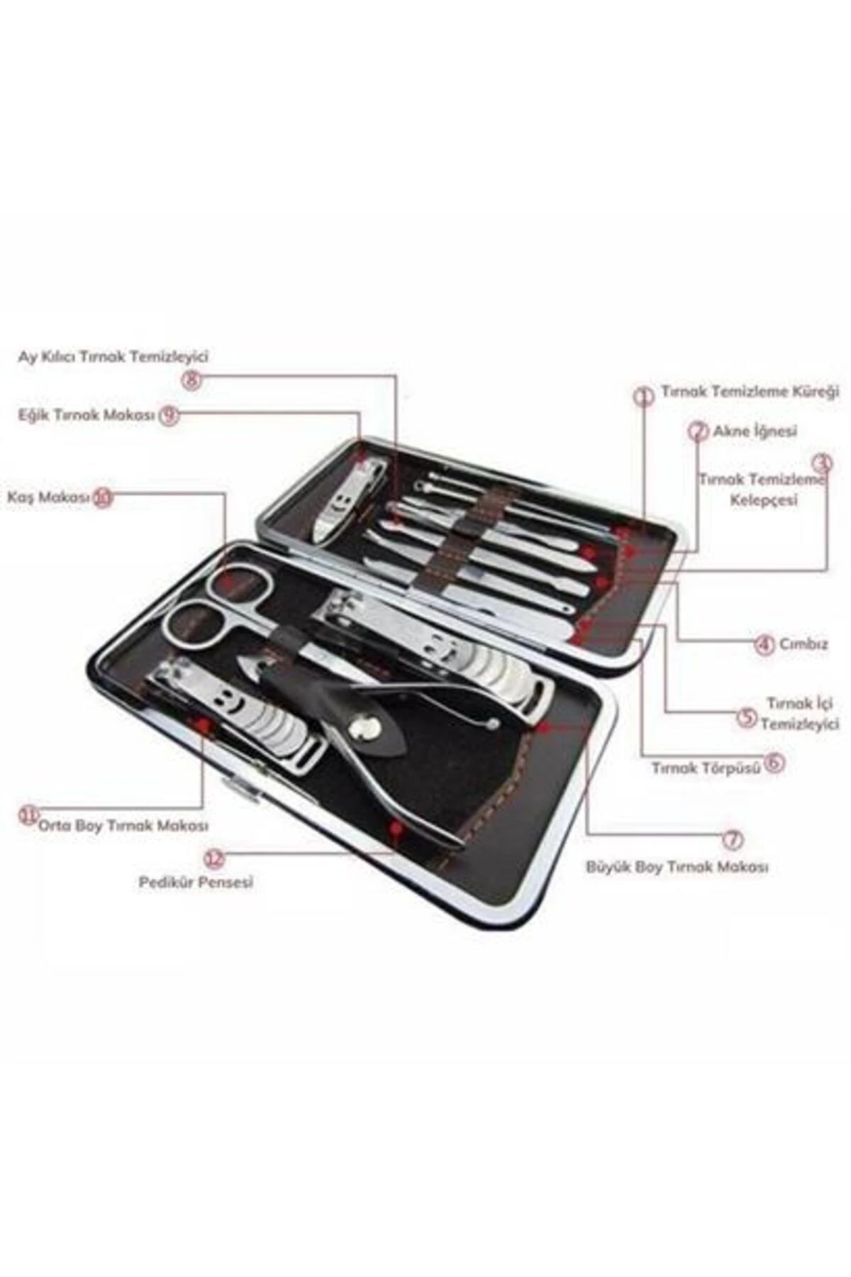 Çantalı Manikür Pensi Profesyonel Tırnak Eti İtici Ve Cımbız Roichil