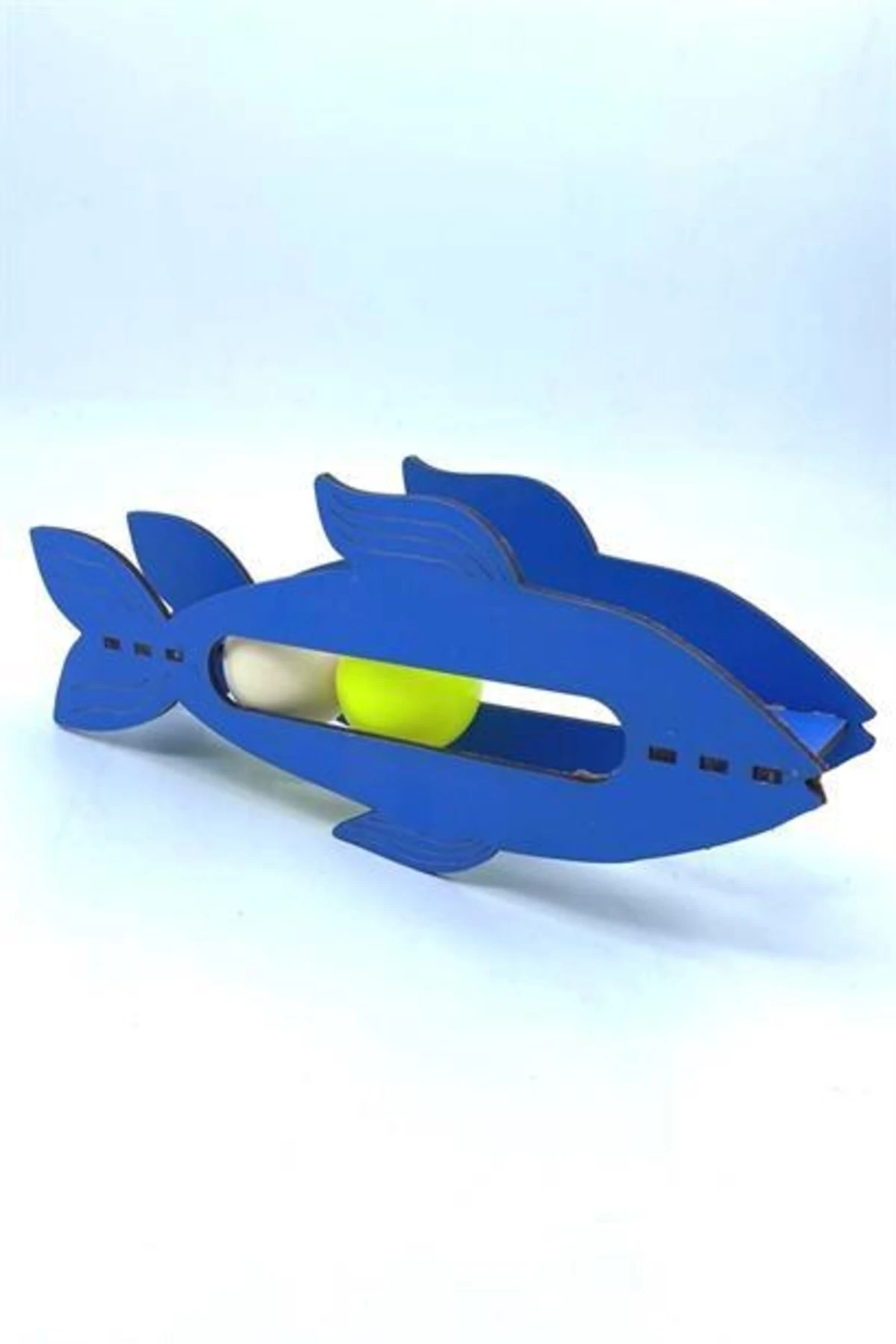 roichil® Kediler Için Ahşap 2 Toplu Eğimli Sevimli Balık Şeklinde Eğitim Amaçlı Oyuncak