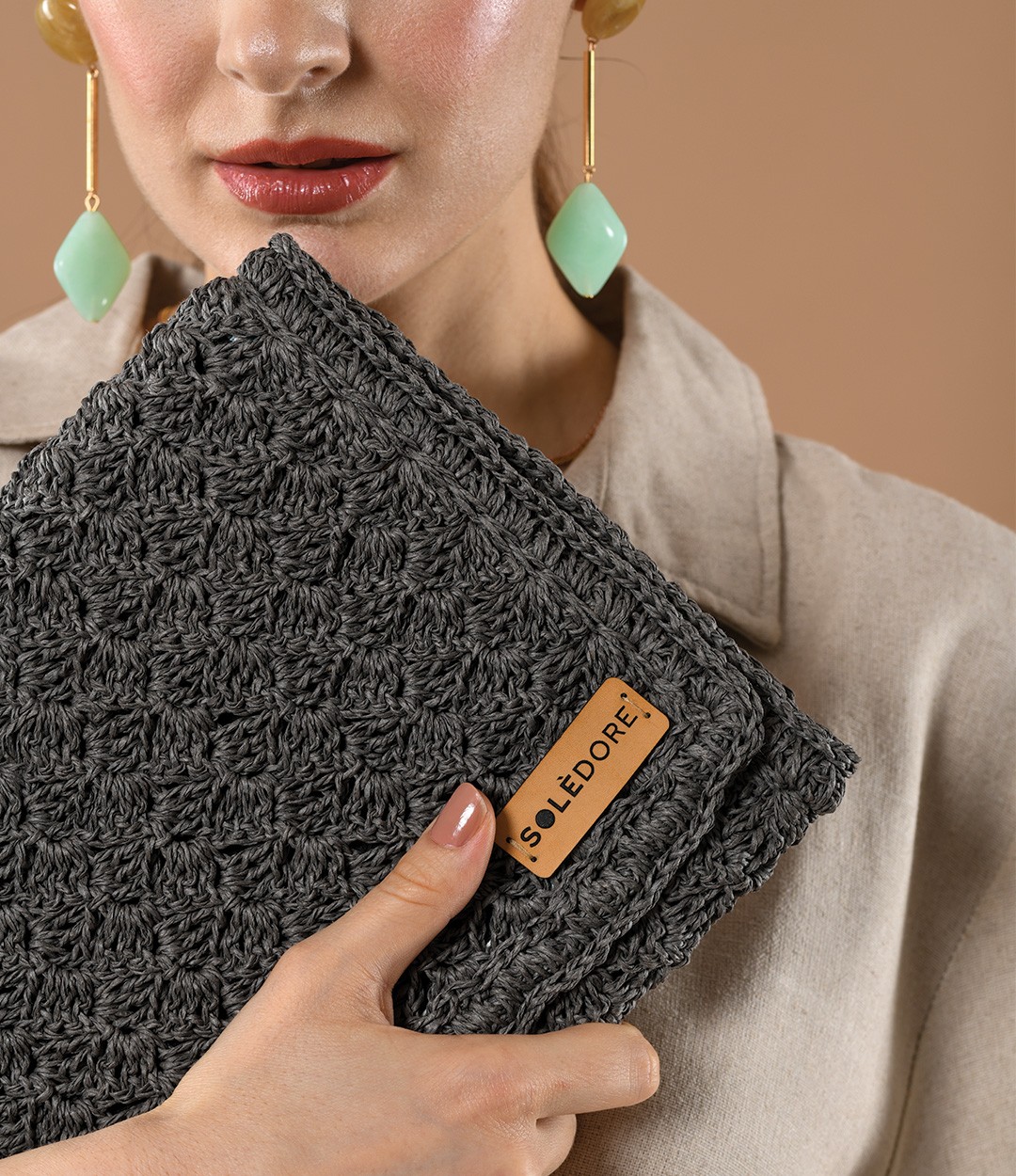 Soledore Clutch Çanta Gri