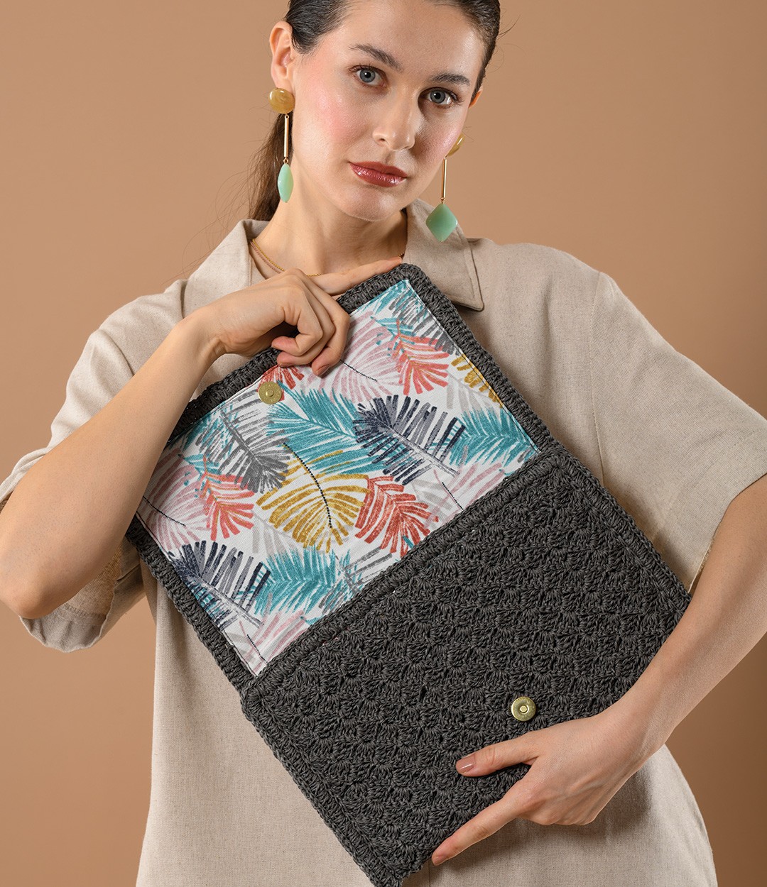 Soledore Clutch Çanta Gri