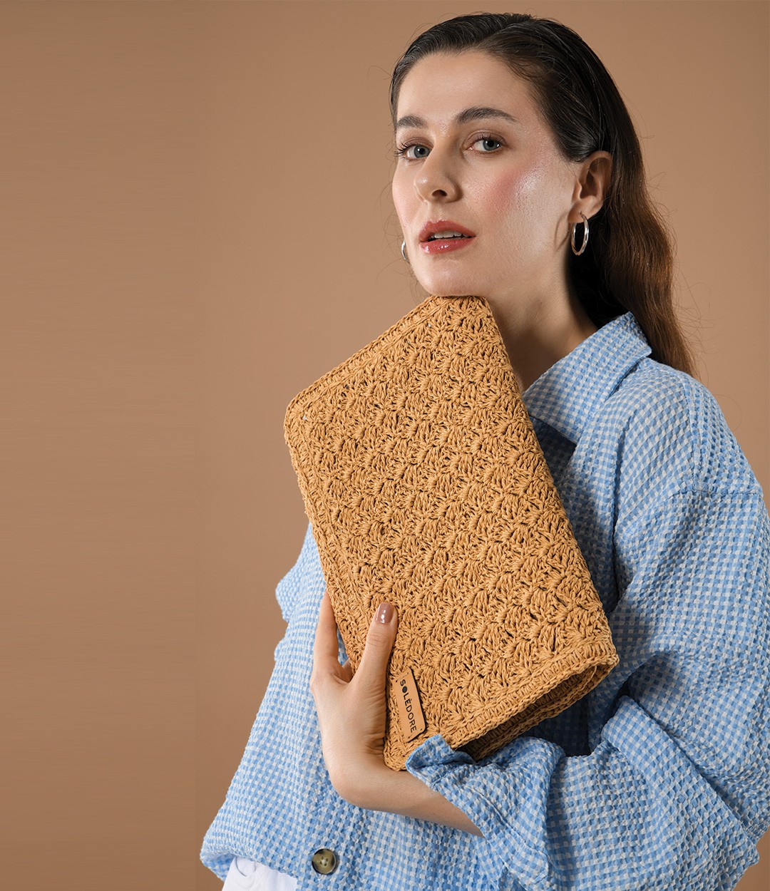 Soledore Clutch Çanta Hasır Rengi