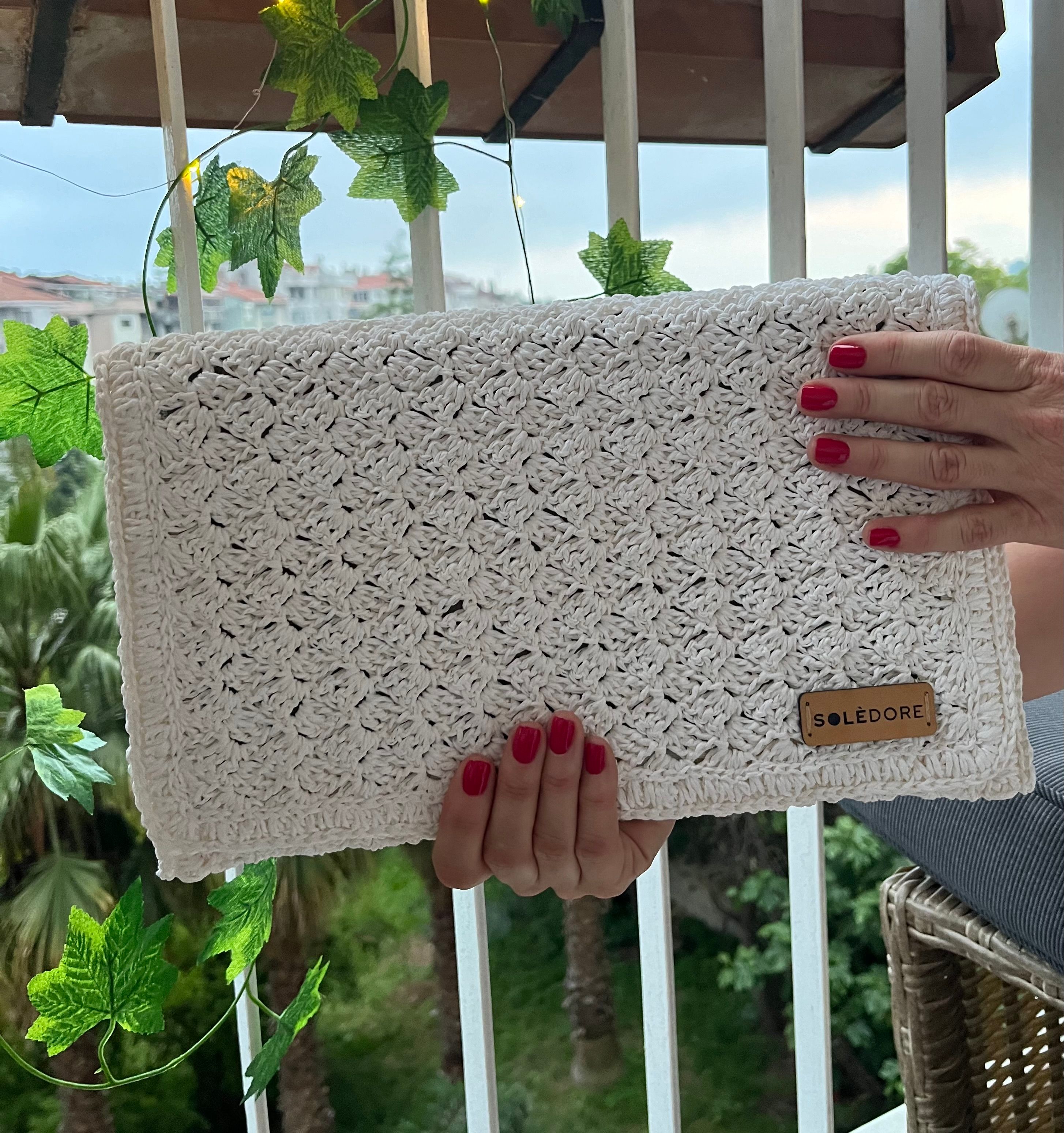 Soledore Clutch Çanta Beyaz