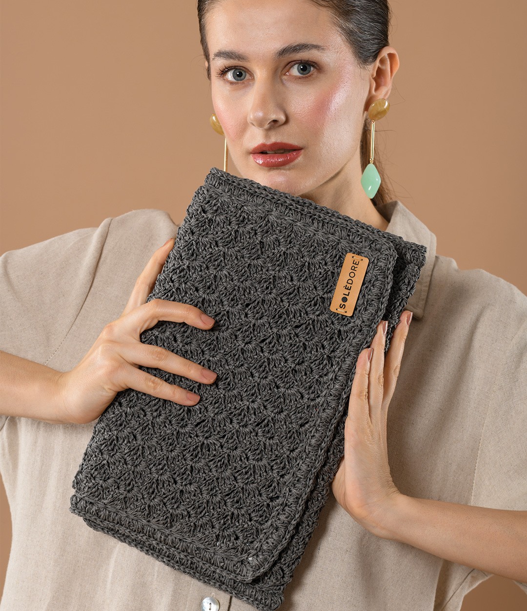 Soledore Clutch Çanta Gri