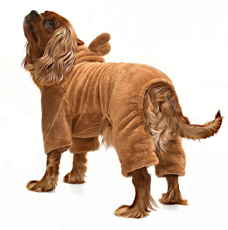 Küçük ve Orta Irk Köpek Pijama Polar Tulum - Yumbo Kahverengi - Köpek Kıyafeti