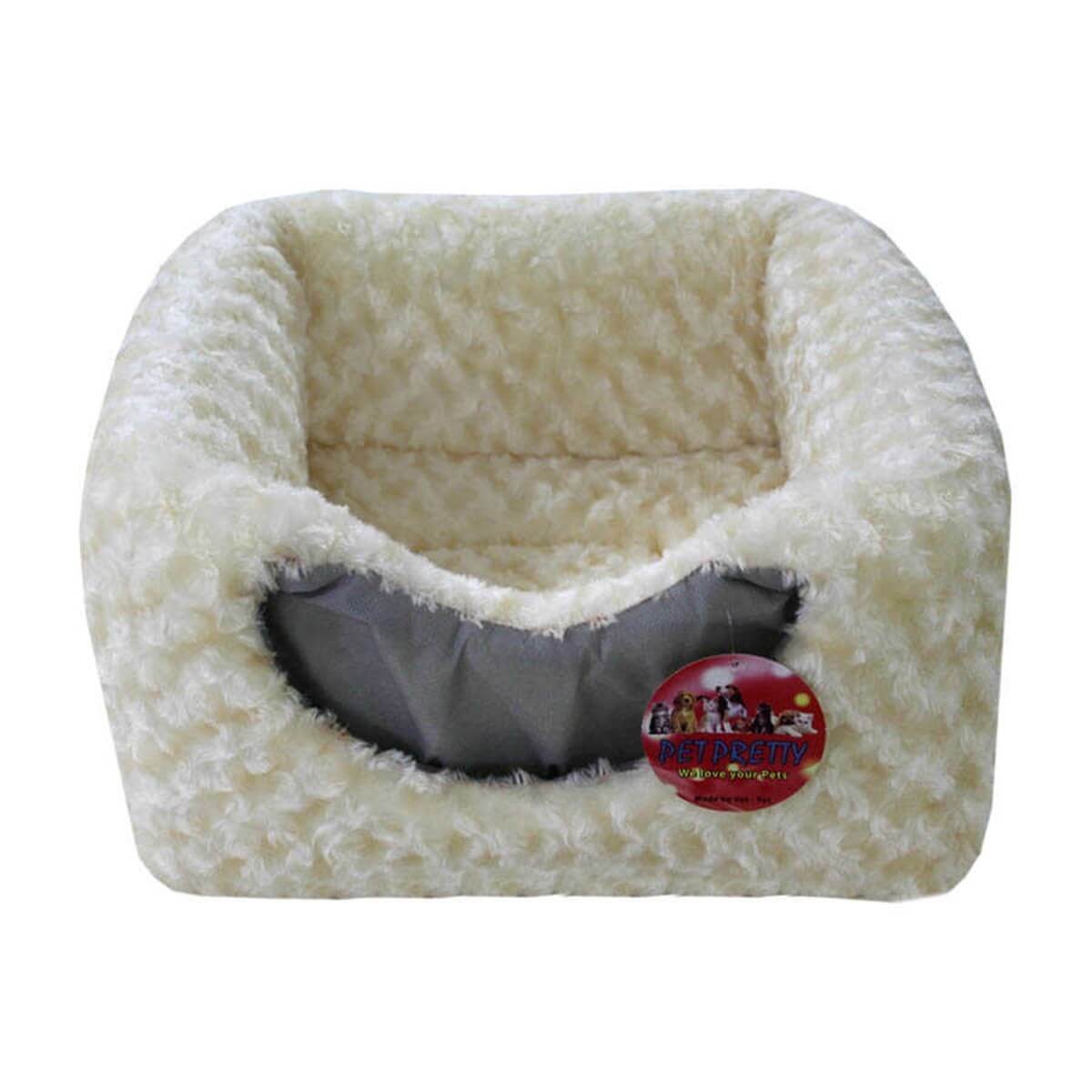 Pet Pretty Yuvalı Kedi ve Köpek Yatağı Peluş Beyaz 40X40 Cm