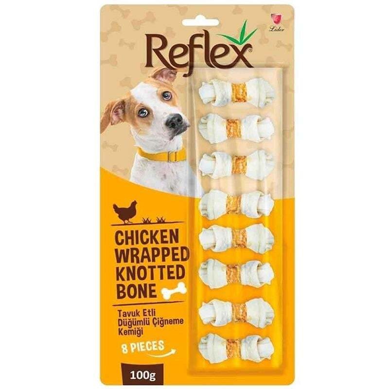 Reflex Tavuk Etli Çift Düğümlü Köpek Ödül Kemiği 8 Adet 100gr