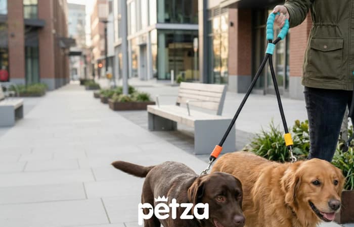 Twingo İkili Köpek Gezdirme Tasması Siyah - Petza