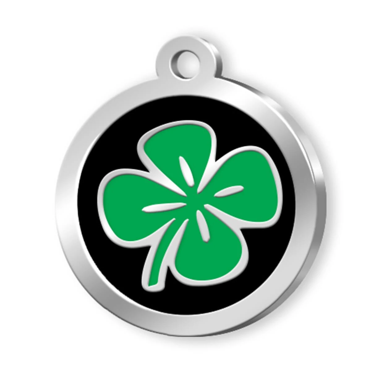 Dalis Pet Tag Mineli Seri Yonca Desenli Künye Siyah