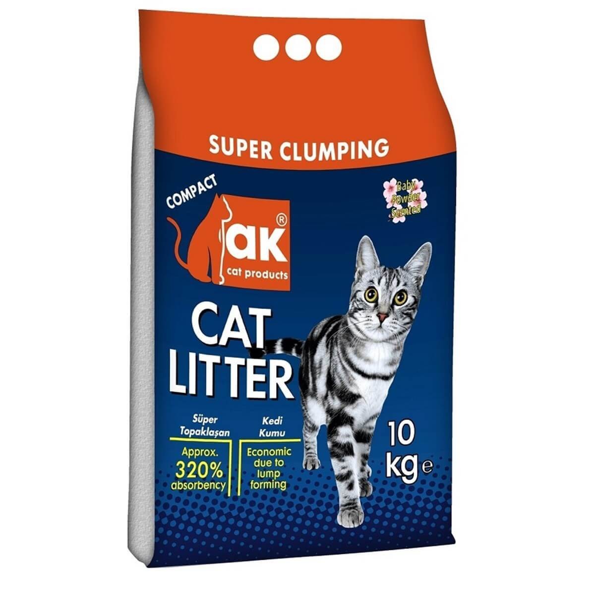 Akkum Baby Powder Kokulu Büyük Taneli Kedi Kumu 10 Kg