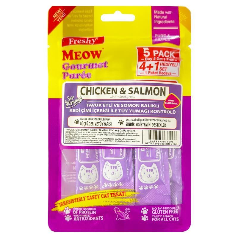 Freshy Meow Tavuklu Ve  Somonlu Krema Kedi Ödülü 4+1 Ad