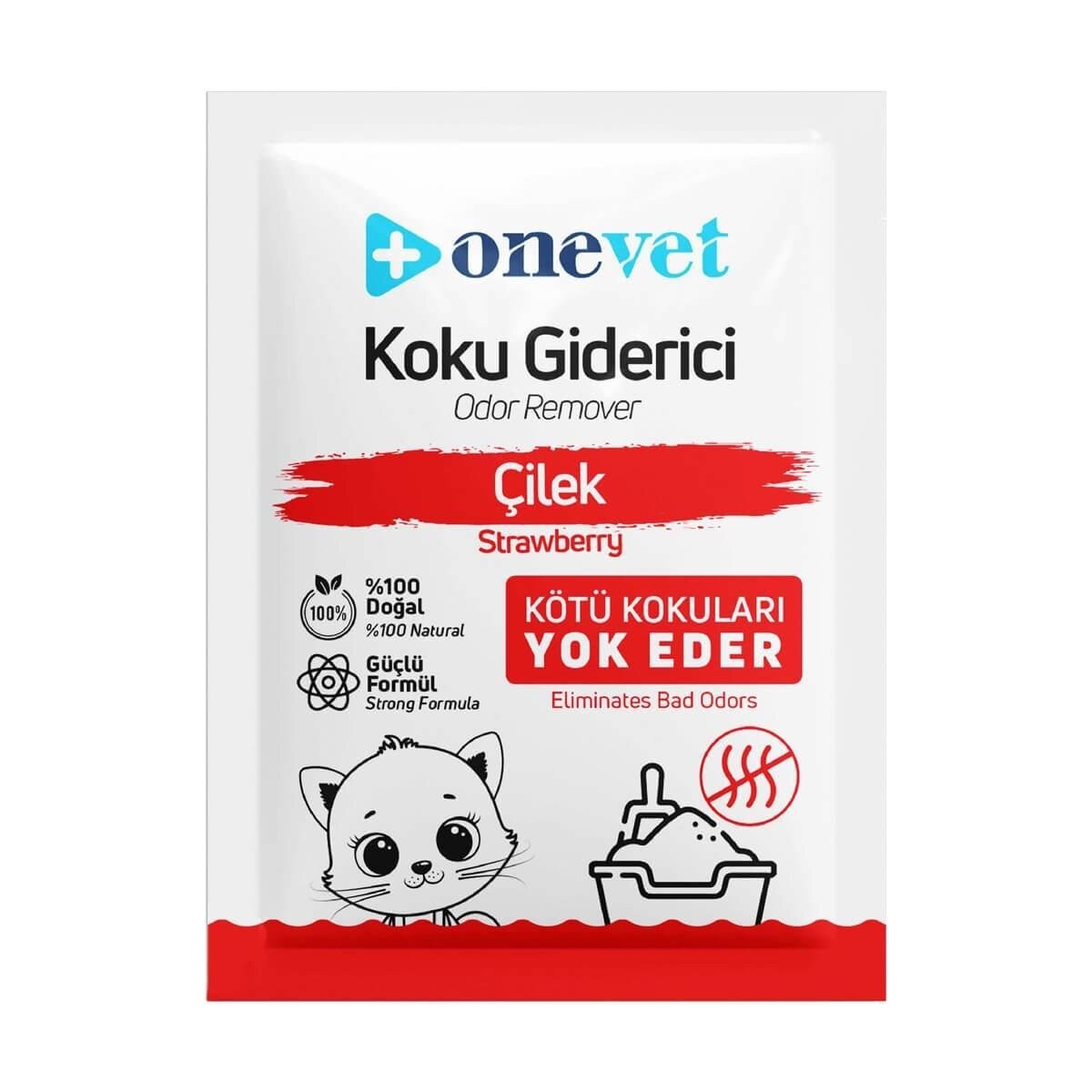 OneVet Strawberry Kedi Kumu Koku Giderici 25 Gr Çilek Kokulu