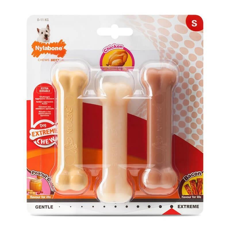 Nylabone Extreme 3lü Lezzet Çiğneme Kemiği Small