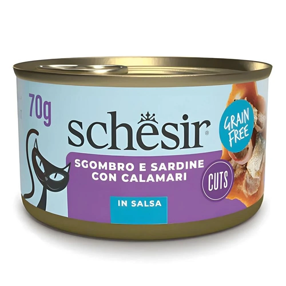 Schesir Sardalya ile Uskumrulu Sos İçinde Kedi Konservesi 70g