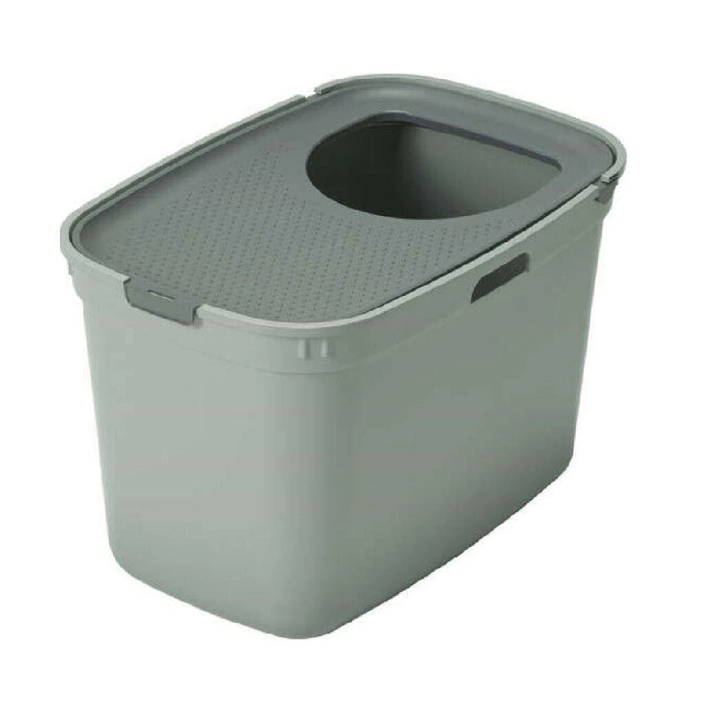 Moderna Top Cat Üstten Girişli Kapalı Kedi Tuvaleti Koyu Gri