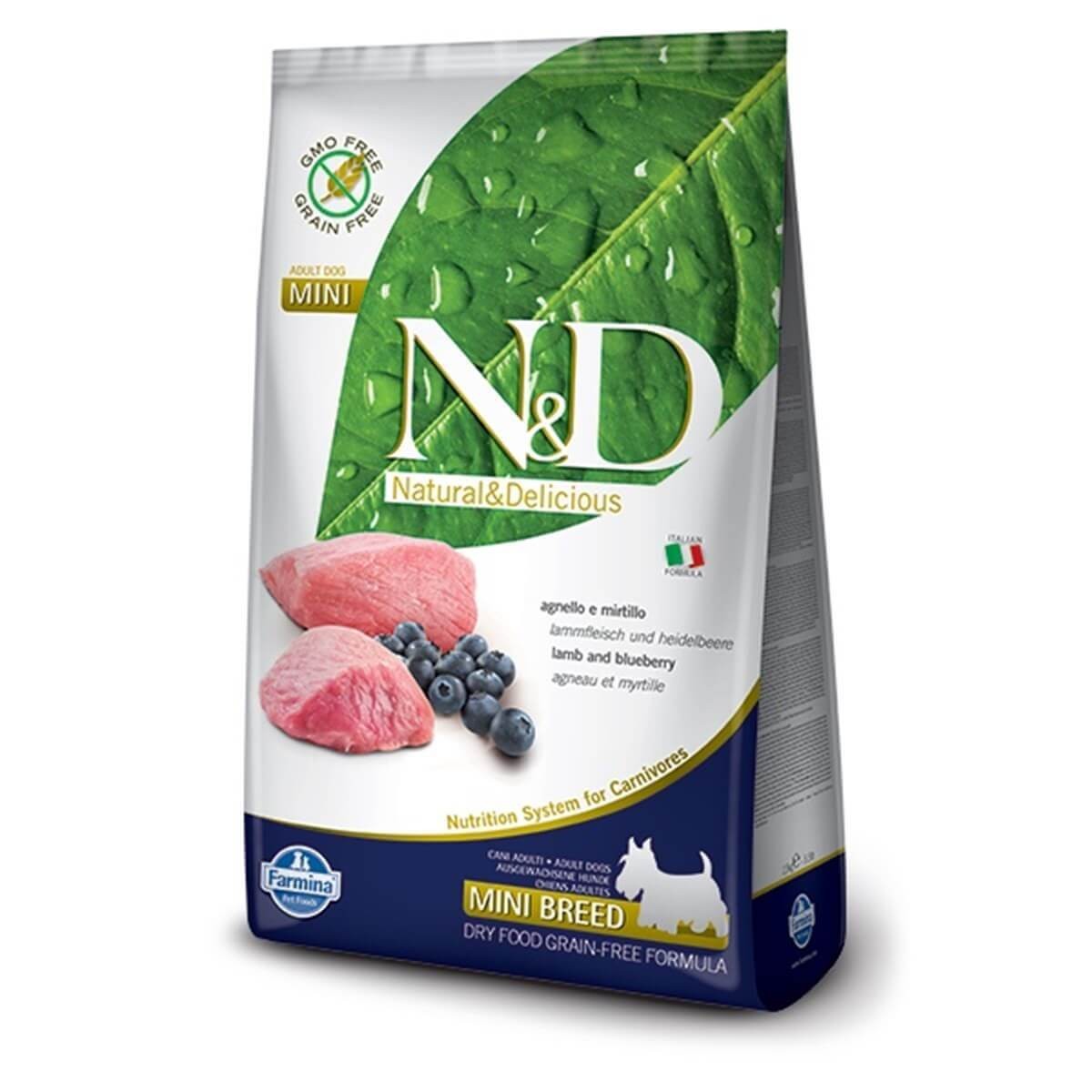 N&D Tahılsız Kuzulu Yaban Mersinli Mini Yetişkin Köpek Maması 2.5 Kg