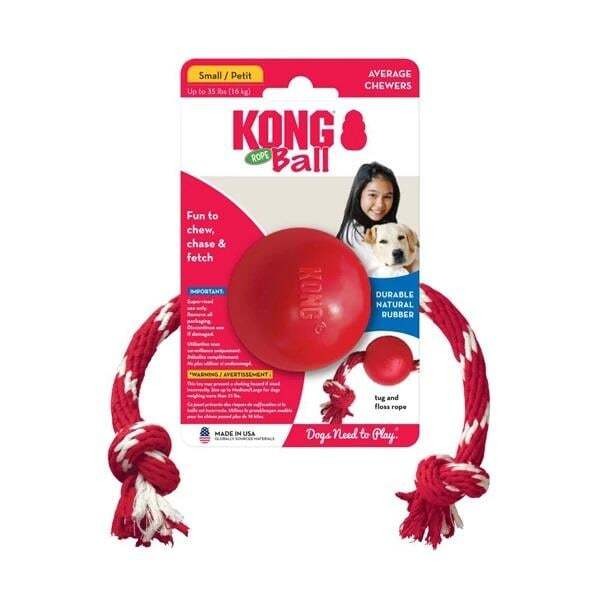 KONG İpli Top  Köpek Oyuncağı Small
