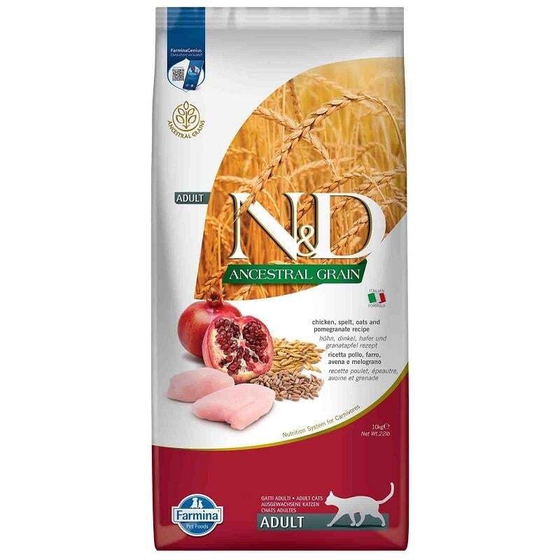 N&D Düşük Tahıllı Tavuklu ve Narlı Yetişkin Kedi Maması 10 Kg