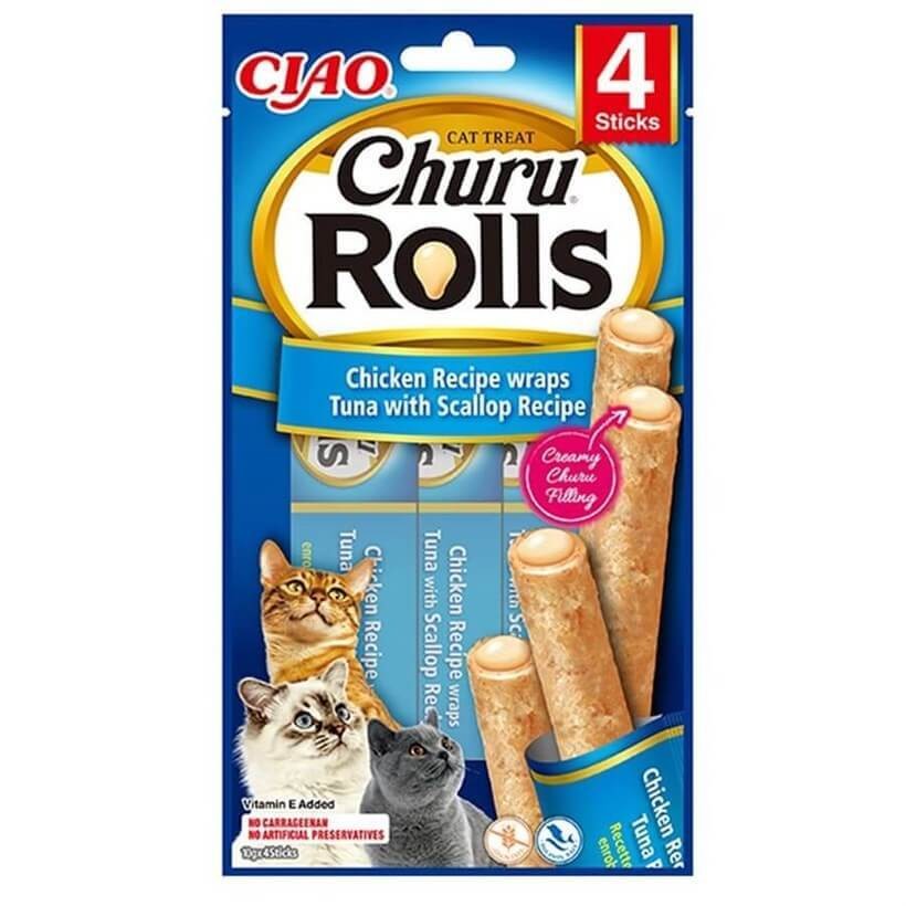 Ciao Sticks Deniz Taraklı, Tavuk Sargılı Kedi Ödülü 4 x 10 Gr