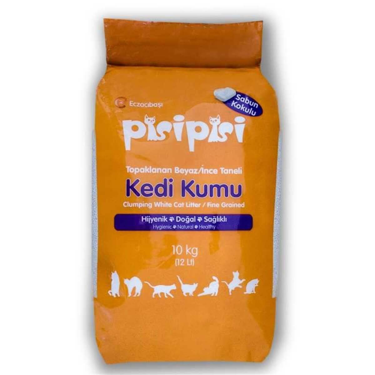 Pisipisi Sabun Kokulu Topaklanan İnce Taneli Kedi Kumu 10 Kg