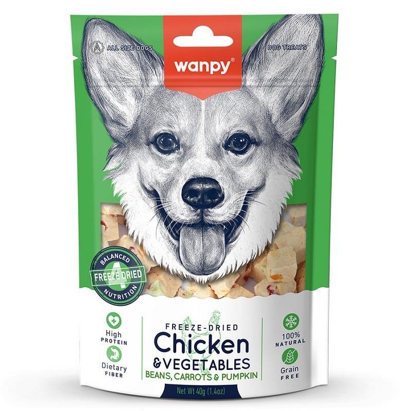 Wanpy Dondurularak Kurutulmuş Tavuk&Sebze Köpek Ödülü 40g