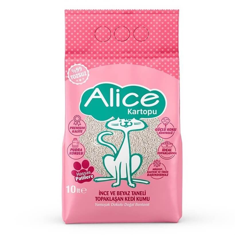 Alice İnce ve Beyaz Taneli Topaklaşan Kedi Kumu 10 Kg