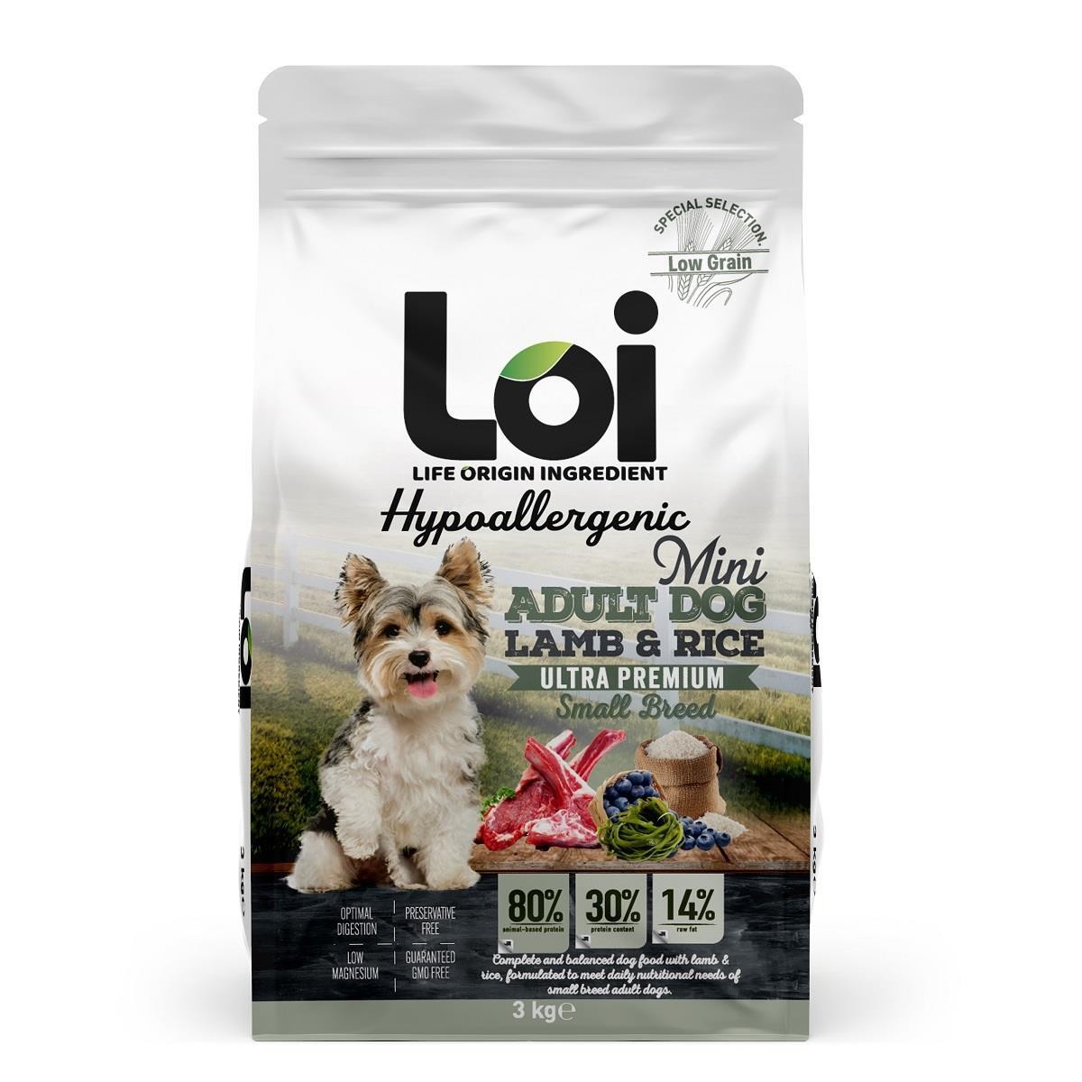 Loi Mini Kuzulu Pirinçli Küçük Irk Köpek Maması 3 Kg