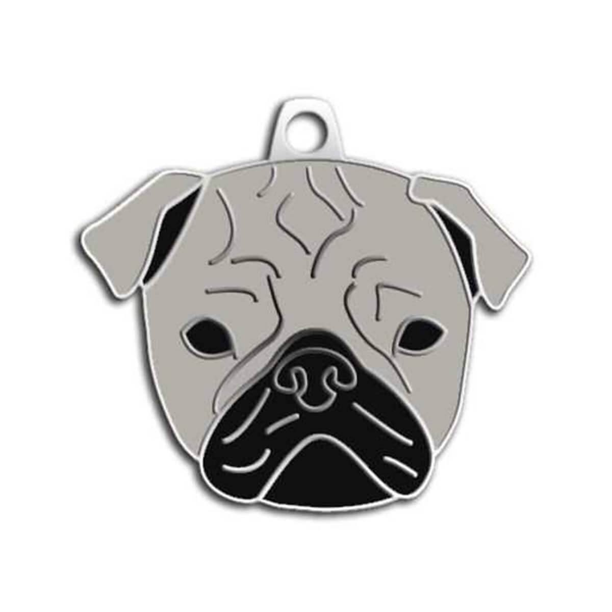 Dalis Pet Tag Pug Köpek Künyesi (Gri)