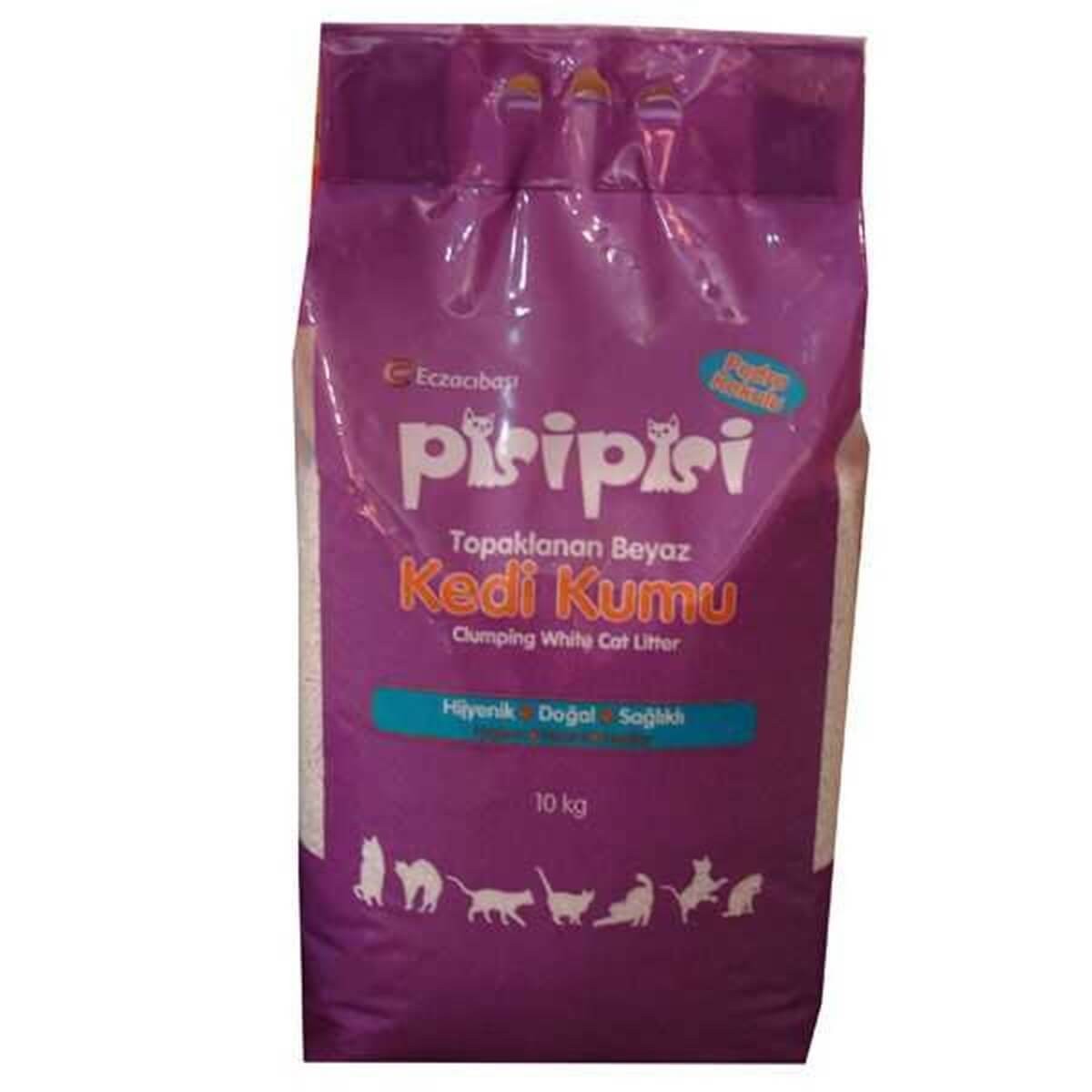 Pisipisi Pudra Kokulu Topaklanan İnce Taneli Kedi Kumu 10 Kg