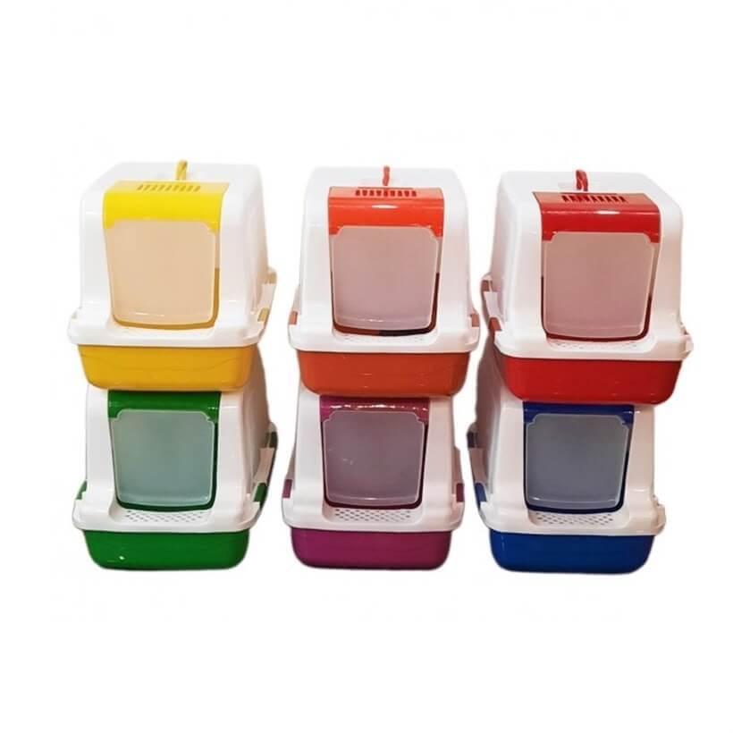 Petstyle Jumbo Teraslı Kapalı Kedi Kum Kabı Yeşil