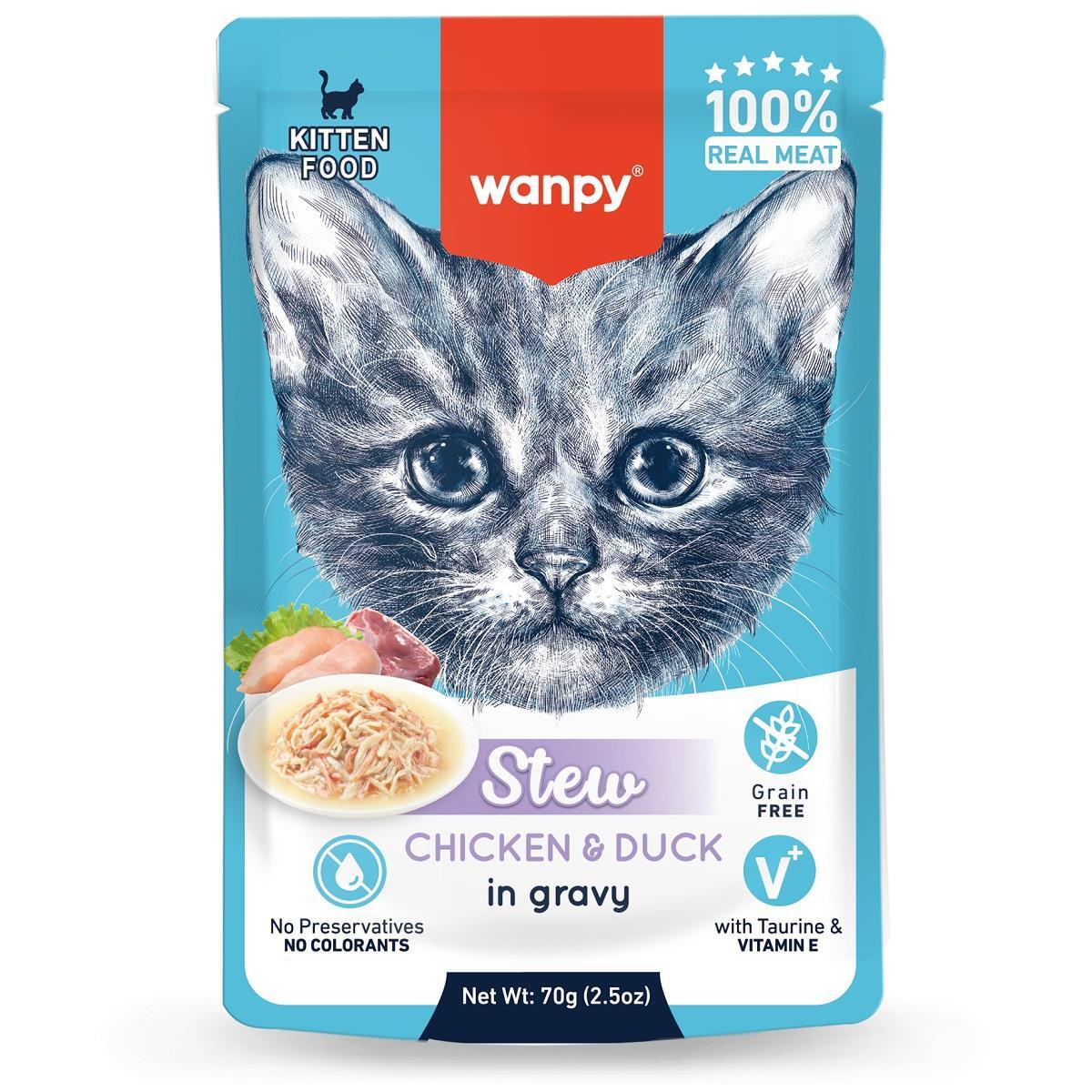 Wanpy Pouch Tavuk&Ördek Yaş Kedi Maması  70g
