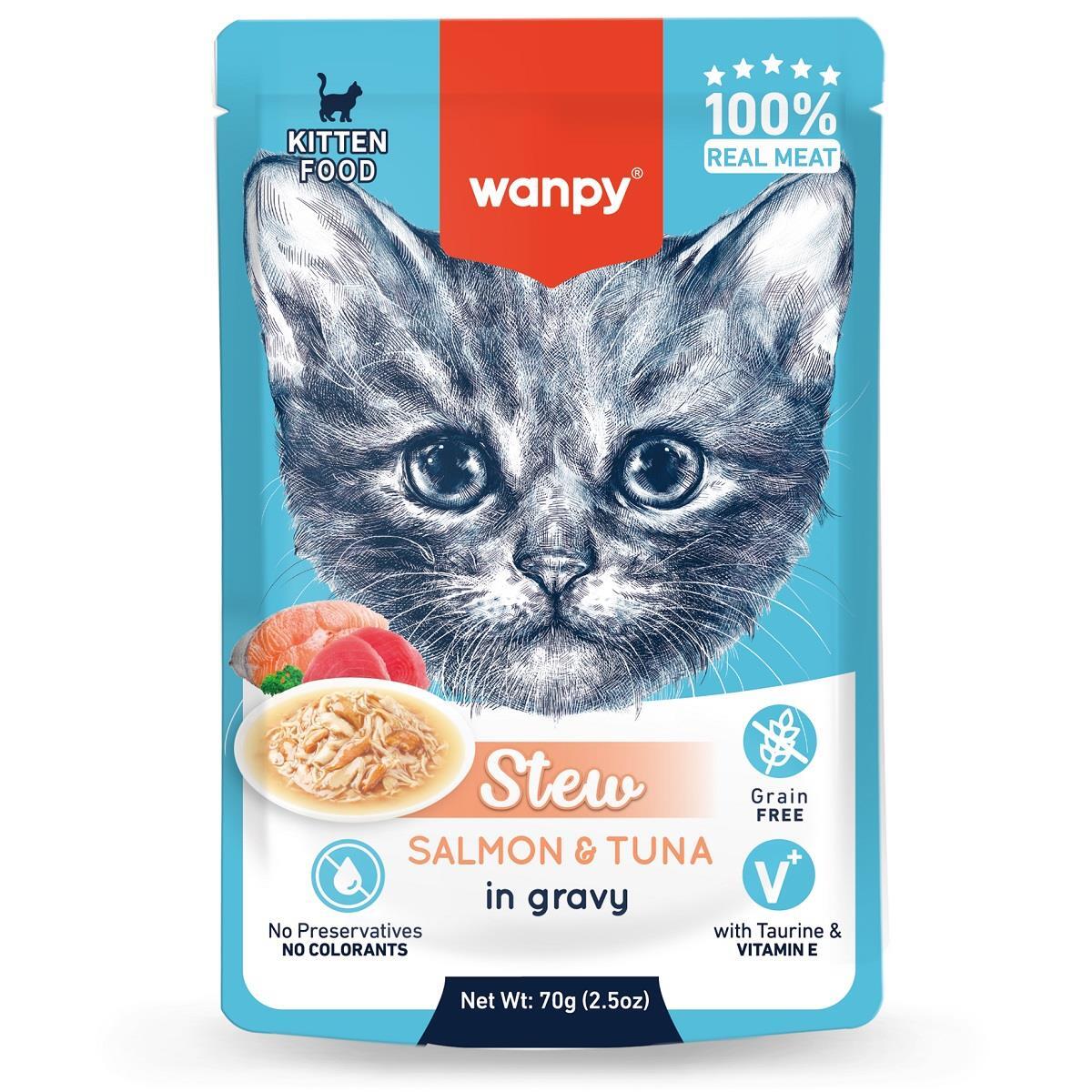 Wanpy Pouch Somon&Ton Balıklı Yaş Kedi Maması 70g