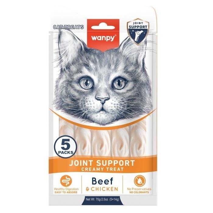Wanpy Bone Support Sığır Eti&Tavuklu Kedi Ödülü 5x14gr