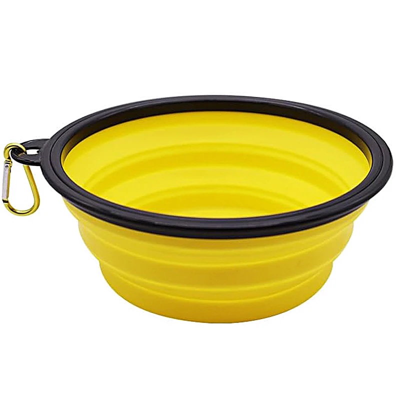 Katlanabilir Silikon  Su ve Mama Kabı Aguta - Sarı