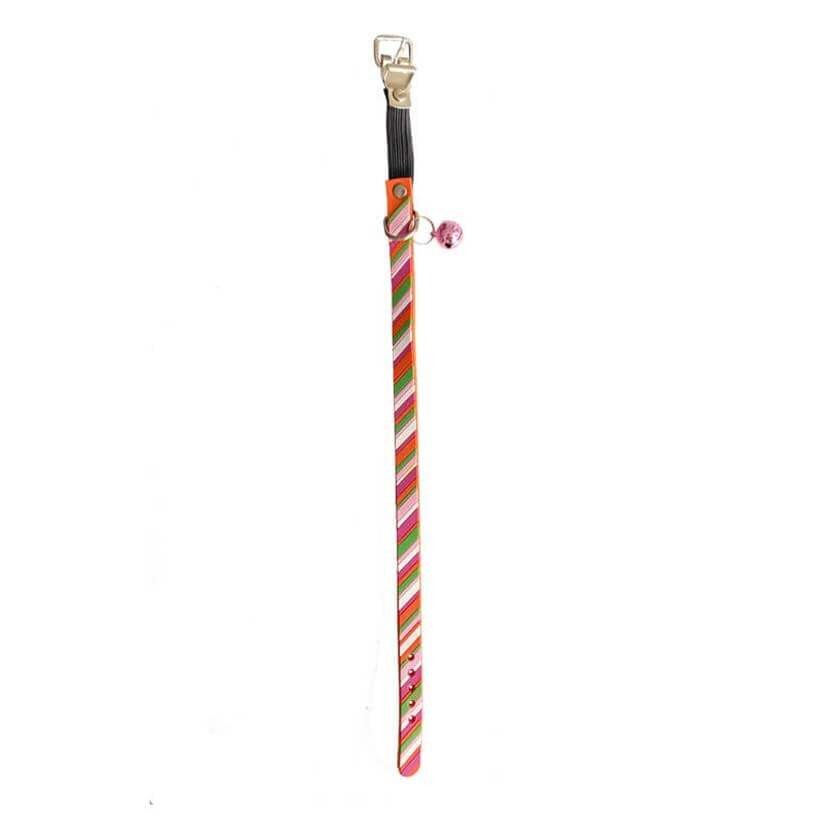 RoyalePets Lastikli Zilli Silikon Kedi Boyun Tasması Çizgili 30cm