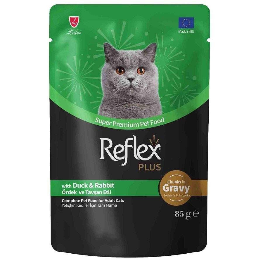 Reflex Plus Soslu Ördek ve Tavşan Etli Kedi Konservesi 85gr