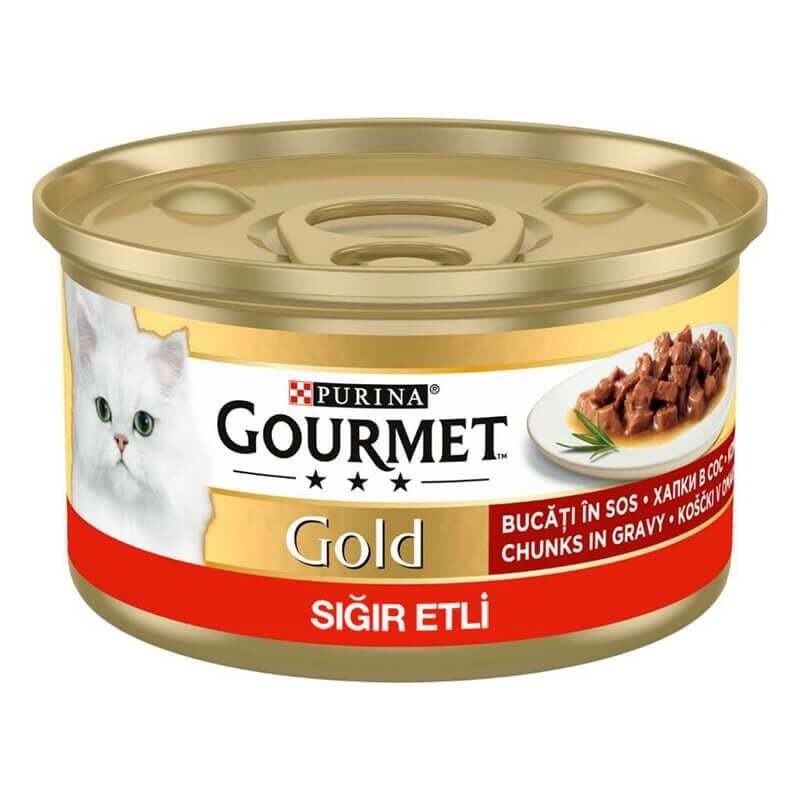 ProPlan Gourmet Gold Parça Etli Soslu Sığır Etli Kedi Konservesi 85 Gr