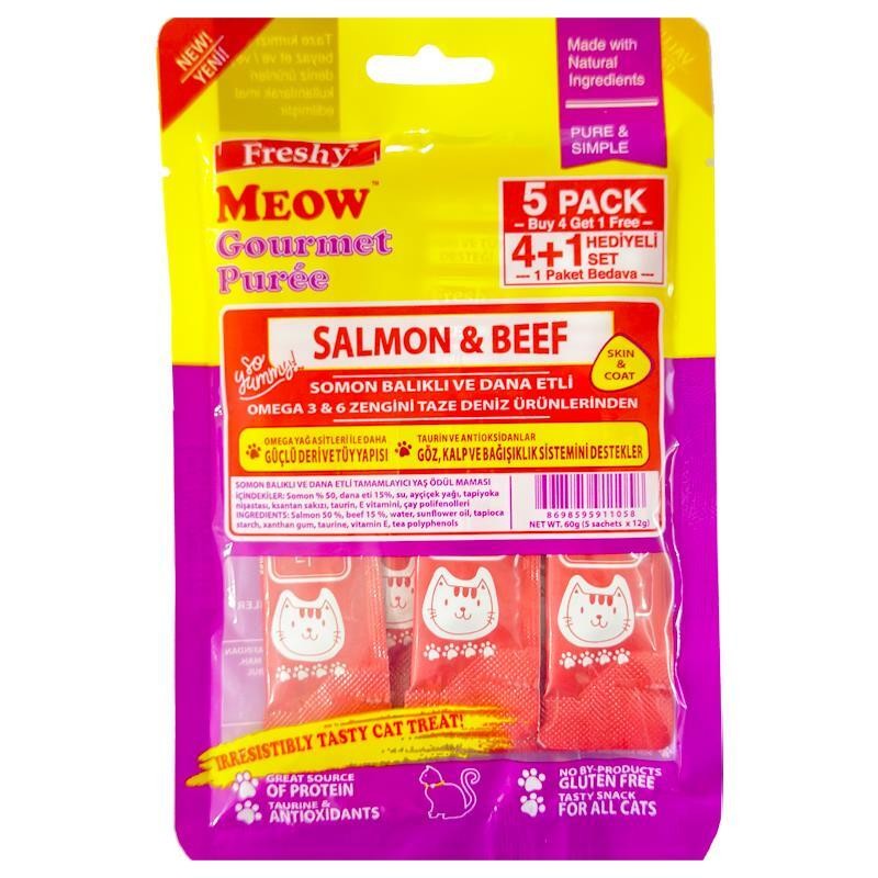Freshy Meow Somonlu Ve Biftekli Krema Kedi Ödülü 4+1 Ad