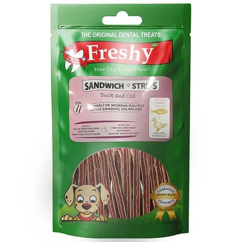 Freshy Sandwich Strips Ördekli ve Morina Balıklı Köpek Ödülü